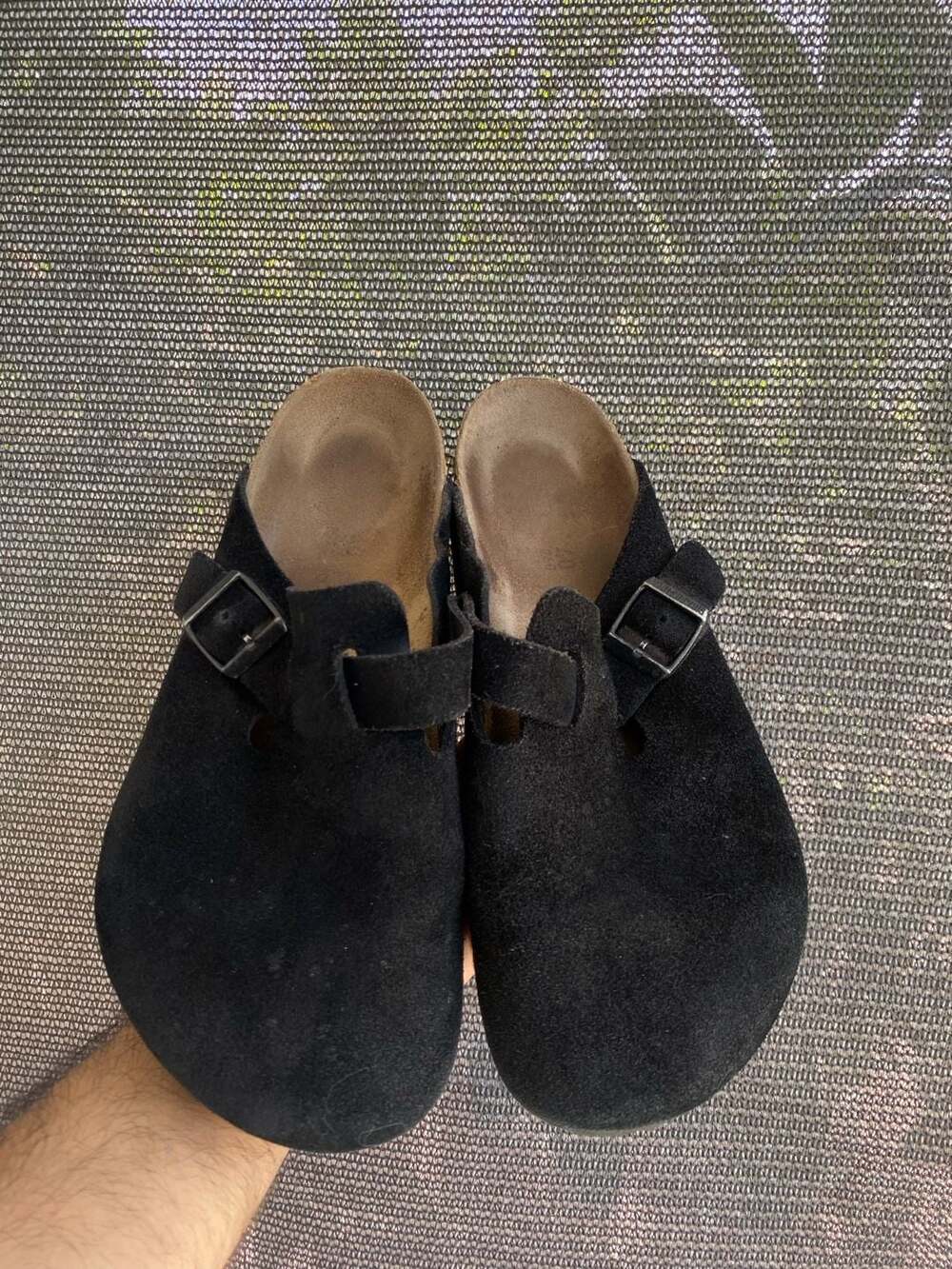 Birkenstock Boston Soft Footbed Suede Clogs in Black